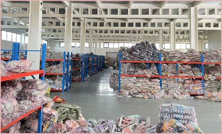 Finished goods sorted by design and colour before cartons are built.